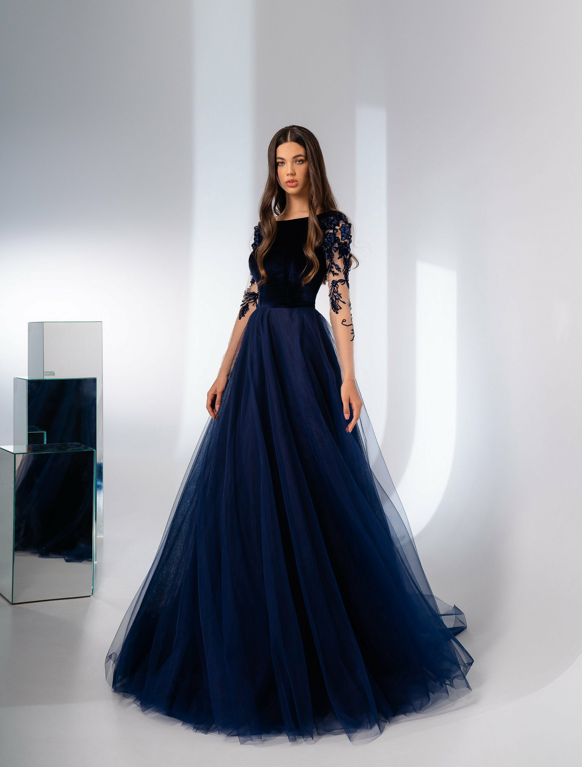 Approximation Ultimate speech A-line Evening Dress, Long Sleeves Prom Dress, Navy Blue Evening Dress,  Maxi Prom Dress, Sexy Evening Dress, Elegant Prom Dress, Custom Made |  Cocobrides