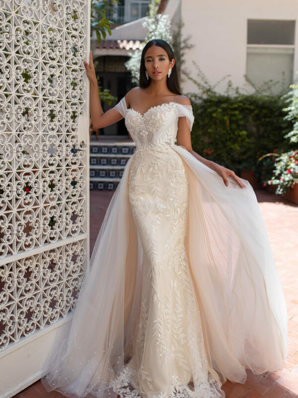 A-line 2-in-1 Wedding Dress With Detachable Tulle Skirt
